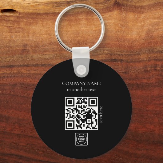 Two Sided Logo QR Code Black Business Keychains キーホルダー (裏面)