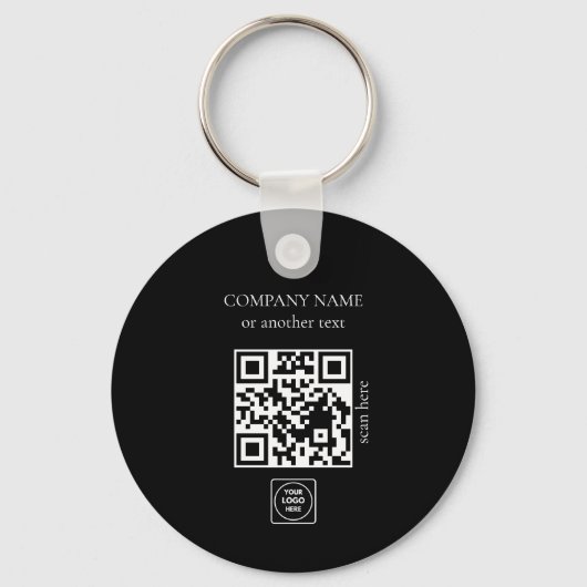 Two Sided Logo QR Code Black Business Keychains キーホルダー (裏面)
