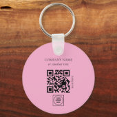 Two Sided Logo QR Code Blush Pink Keychains キーホルダー (裏面)