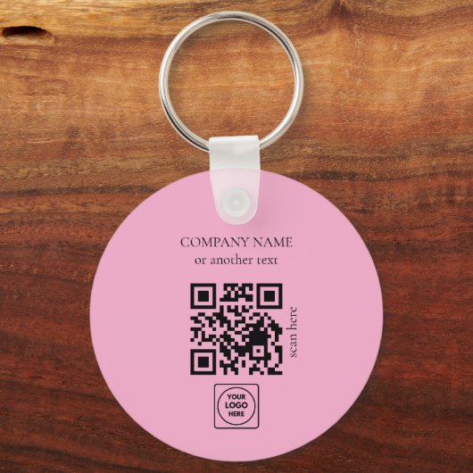 Two Sided Logo QR Code Blush Pink Keychains キーホルダー (裏面)