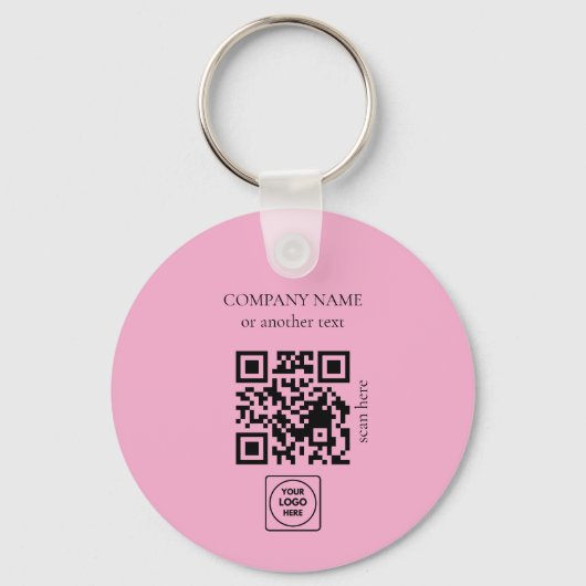 Two Sided Logo QR Code Blush Pink Keychains キーホルダー (裏面)