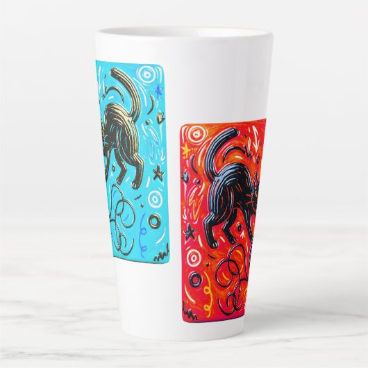 Two-Sided Neon Cat カフェラテマグ (正面)