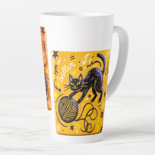 Two-Sided Neon Cat  カフェラテマグ (右アングル)