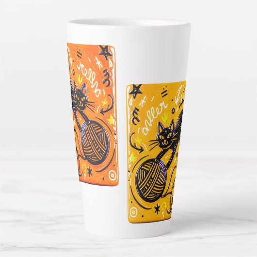 Two-Sided Neon Cat  カフェラテマグ (正面)