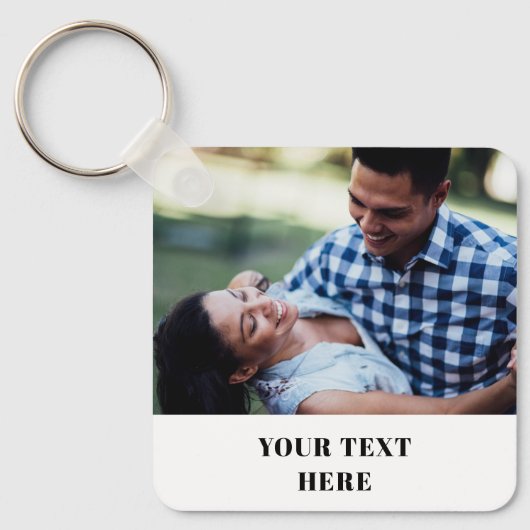 Two Sided Square Photo Keychain - Your Text Here  キーホルダー (正面)
