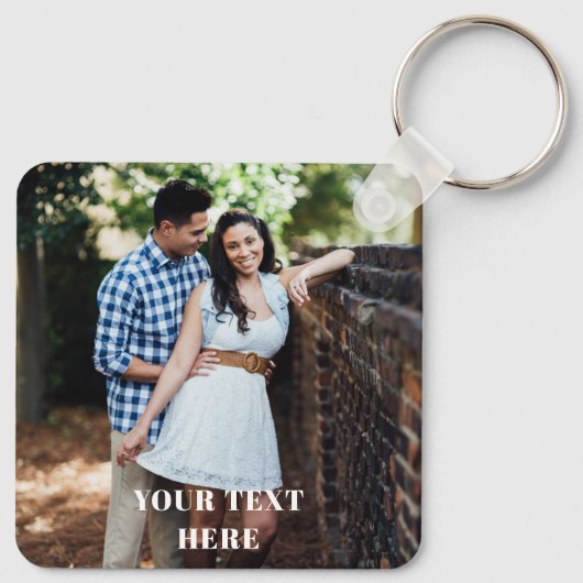 Two Sided Square Photo Keychain - Your Text Here  キーホルダー (裏面)