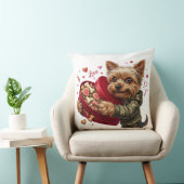 Two-Sided Yorkie Valentine Pillow | Love & Rebel クッション (椅子)