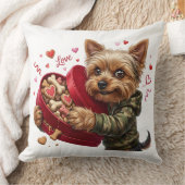 Two-Sided Yorkie Valentine Pillow | Love & Rebel クッション (ブランケット)