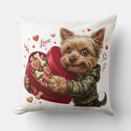 Two-Sided Yorkie Valentine Pillow | Love & Rebel クッション