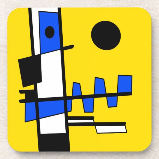 Two Sides Of Ethnicity Yellow Blue Black White コースター (正面)