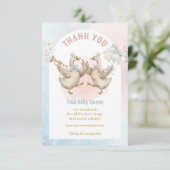 Two Silly Geese Boy & Girl Twins Birthday サンキューカード (スタンド正面)