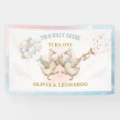 Two Silly Geese Boy & Girl Twins Birthday 横断幕 (横)