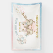 Two Silly Geese Boy & Girl Twins Birthday 横断幕 (縦)