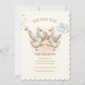 Two Silly Geese Twins Boy & Girl Birthday  サンキューカード (正面)