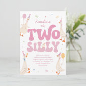 Two Silly Goose 2歳の誕生日パーティー招待状 女の子 ピンク 招待状 (スタンド正面)