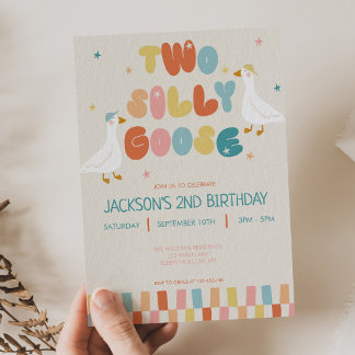 Two Silly Goose 2歳の誕生日パーティー招待状 招待状