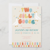 Two Silly Goose 2歳の誕生日パーティー招待状 招待状 (正面)