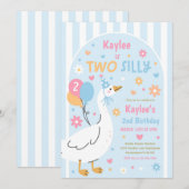 Two Silly Goose 2歳の誕生日パーティー 春の誕生日 招待状 (正面/裏面)