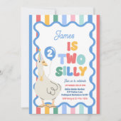 Two Silly Goose 2歳の誕生日パーティー 春の誕生日 招待状 (正面)