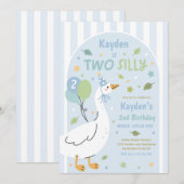 Two Silly Goose 2歳の誕生日パーティー 春の誕生日 招待状 (正面/裏面)