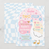 Two Silly Goose 2歳の誕生日パーティー 春の誕生日 招待状 (正面/裏面)