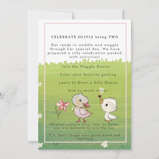 Two Silly Goose 2nd Birthday Invitation 招待状 (裏面)