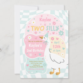 Two Silly Goose 2nd Birthday Party Spring Birthday 招待状