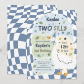 Two Silly Goose 2nd Birthday Party Spring Birthday 招待状 (正面/裏面)