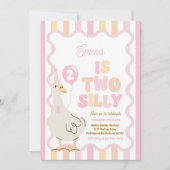Two Silly Goose 2nd Birthday Party Spring Birthday 招待状 (正面)