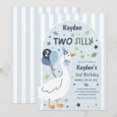 Two Silly Goose 2nd Birthday Party Spring Birthday 招待状 (正面/裏面)