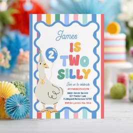 Two Silly Goose 2nd Birthday Party Spring Birthday 招待状
