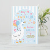 Two Silly Goose 2nd Birthday Party Spring Birthday 招待状 (スタンド正面)
