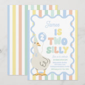 Two Silly Goose 2nd Birthday Party Spring Birthday 招待状 (正面/裏面)