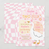 Two Silly Goose 2nd Birthday Party Spring Birthday 招待状 (正面/裏面)