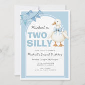 Two Silly Goose Blue Boy Second Birthday 招待状 (正面)