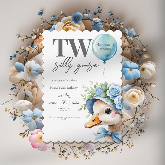 Two Silly Goose Boy 2nd Birthday  Invitation 招待状