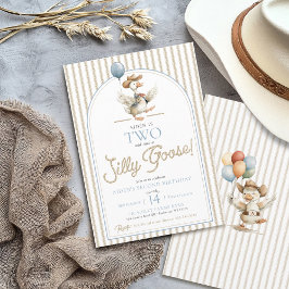 TWO Silly Goose Cowboy Western Boy 2nd Birthday 招待状