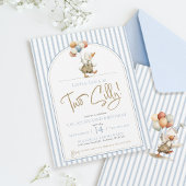 Two Silly Goose Cute Pinstripe Boy 2nd Birthday 招待状