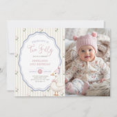 Two Silly Goose Floral 2nd Birthday Photo 招待状 (正面)