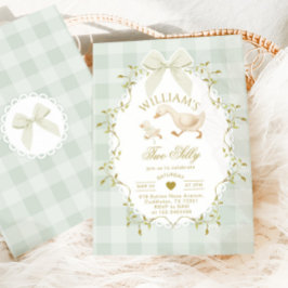 Two Silly Goose Gender Neutral Sage 2nd Birthday 招待状