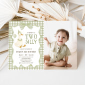 Two Silly Goose Gingham 2nd Birthday Invitation 招待状