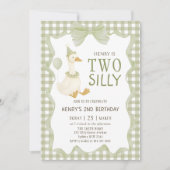 Two Silly Goose Gingham 2nd Birthday Invitation 招待状 (正面)