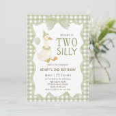 Two Silly Goose Gingham 2nd Birthday Invitation 招待状 (スタンド正面)