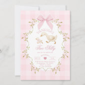 Two Silly Goose Pink Bow Girl 2nd Birthday 招待状 (正面)