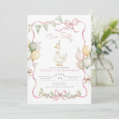 Two Silly Goose Pink Girl 2nd Birthday 招待状 (スタンド正面)