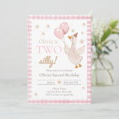 Two Silly Goose Spring Party Farm Girl Birthday 招待状 (スタンド正面)