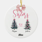 Two Sisters Christmas Tree With Custom Names セラミックオーナメント (正面)
