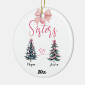 Two Sisters Christmas Tree With Custom Names セラミックオーナメント (左)