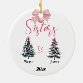 Two Sisters Christmas Tree With Custom Names セラミックオーナメント
