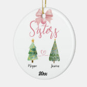 Two Sisters Christmas Tree With Custom Names セラミックオーナメント (左)